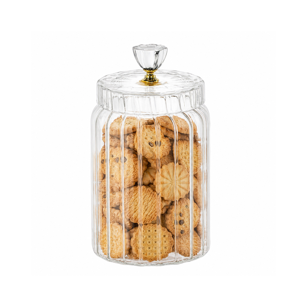 Barattolo in vetro scanalato con coperchio - 1,2 L