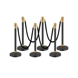 Sistema di transenne VIP - nero-oro - 6 colonnine + 4 corde