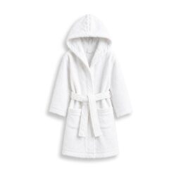 Accappatoio in spugna per bambini con cappuccio - 400 g/m² - taglia 110/116 - bianco