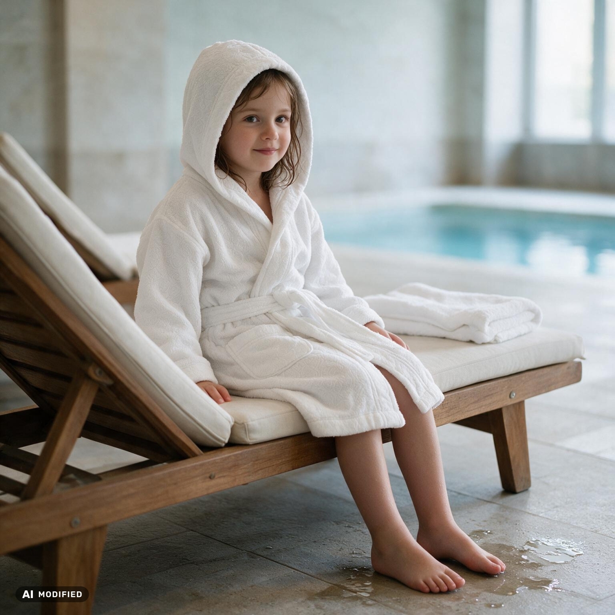 Accappatoio in spugna per bambini con cappuccio - 400 g/m² - taglia 110/116 - bianco