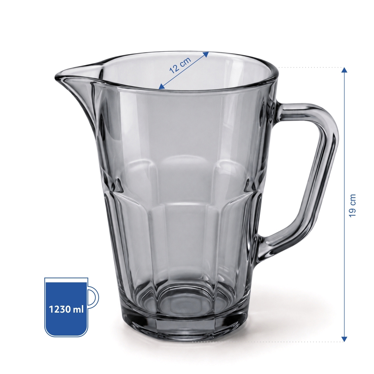 Brocca in vetro Alva - 1 L - grigia | Gastrokitchen