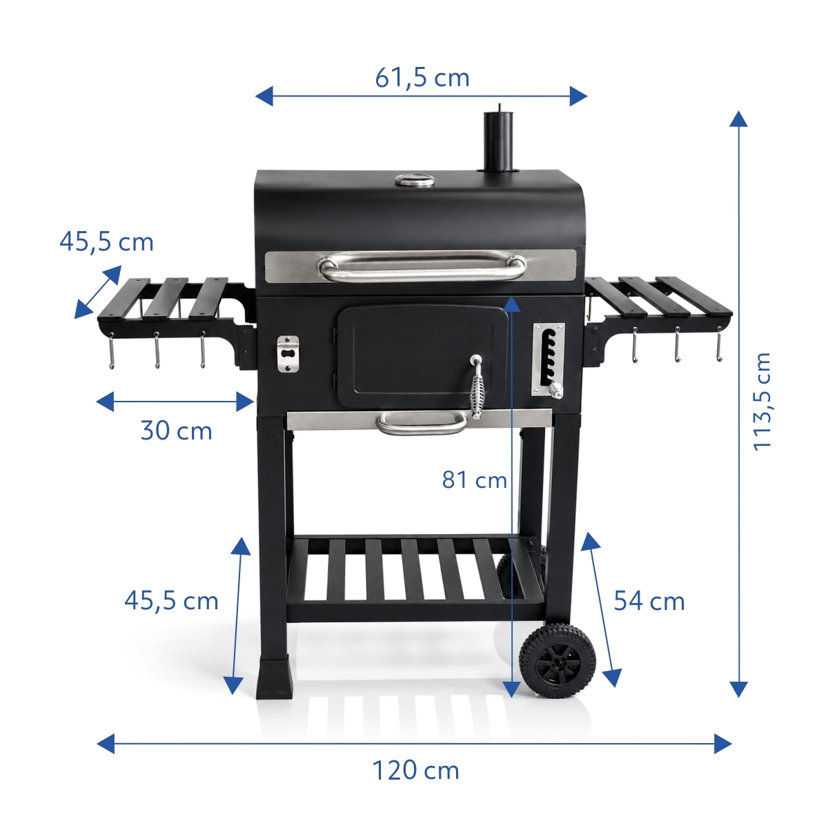 Barbecue americano a carbonella con coperchio -120 x 60 x 113,5 cm | Gastrokitchen
