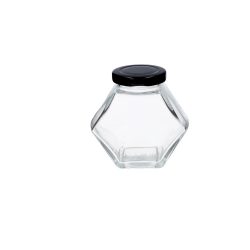 Barattolo esagonale in vetro con coperchio - 100 ml