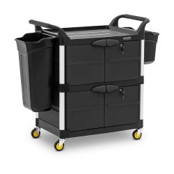 Carrello per pulizia - chiudibile a chiave - 3 ripiani - 150 kg | ULX-OFPP