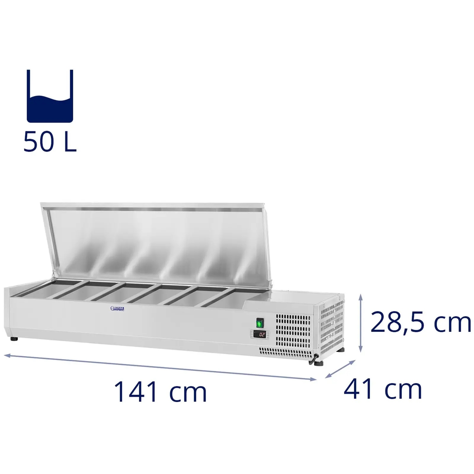 Vetrina refrigerata- 140 x 39 cm - 5 contenitori GN 1/3