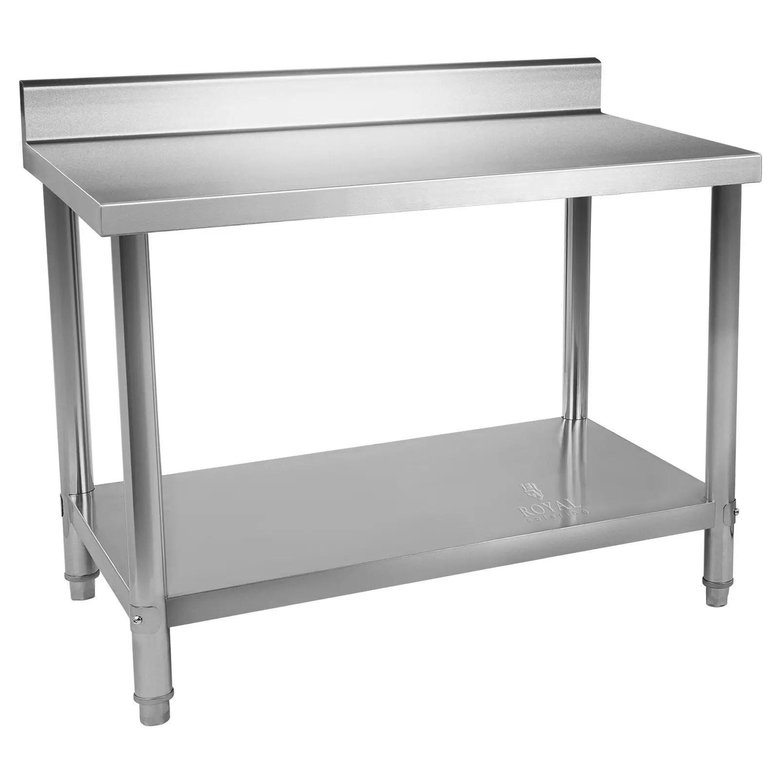 Tavolo da lavoro in acciaio inox - 120 x 60 cm - alzatina posteriore - 250 kg | RCAT-120/60-N