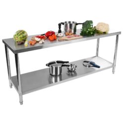 Tavolo da lavoro in acciaio inox - 200 x 60 cm - 400 kg | RCAT-200/60