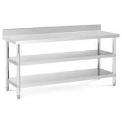 Tavolo da lavoro - 2 ripiani - 180 x 60 cm - bordo posteriore - 500 kg