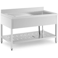 Tavolo lavello - lavello + piano gocciolatoio - 140 x 70 cm - alzatina | RCSSS-140X70-S