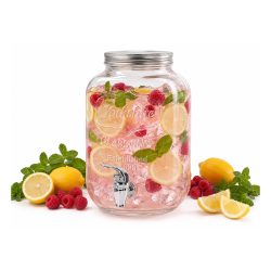 Erogatore di bevande in vetro con rubinetto e coperchio - 4 L