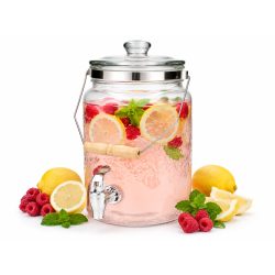 Erogatore di bevande in vetro con rubinetto e coperchio - 5 L