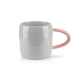 Tazza in ceramica grigia con manico rosa - 480 ml